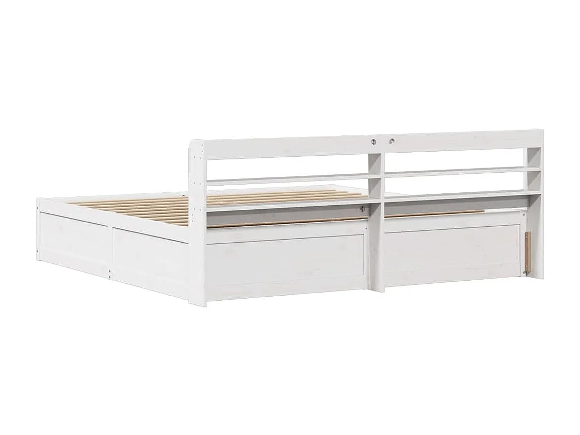 Estrutura de cama com cabeceira 180x200cm pinho maciço branco