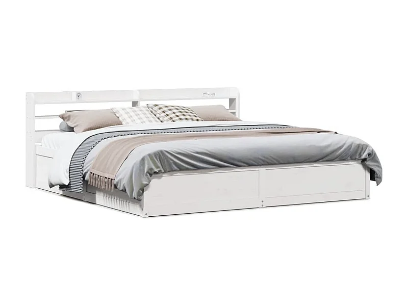 Estructura cama cabecero madera maciza pino blanco 180x200 cm