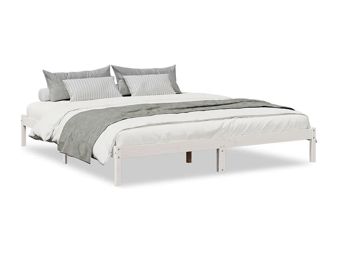 Cama extra longa sem colchão 200x220 cm pinho maciço branco