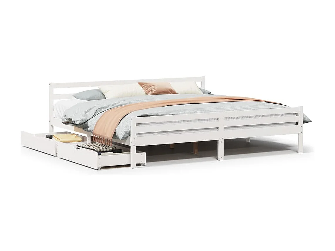 Cadre de lit sans matelas blanc 180x200 cm bois massif de pin