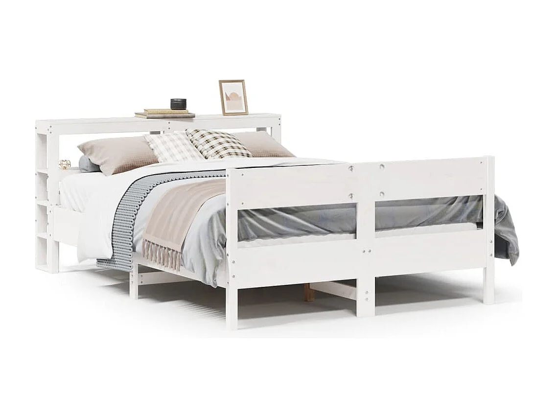 Cadre de lit sans matelas blanc 120x190 cm bois de pin massif