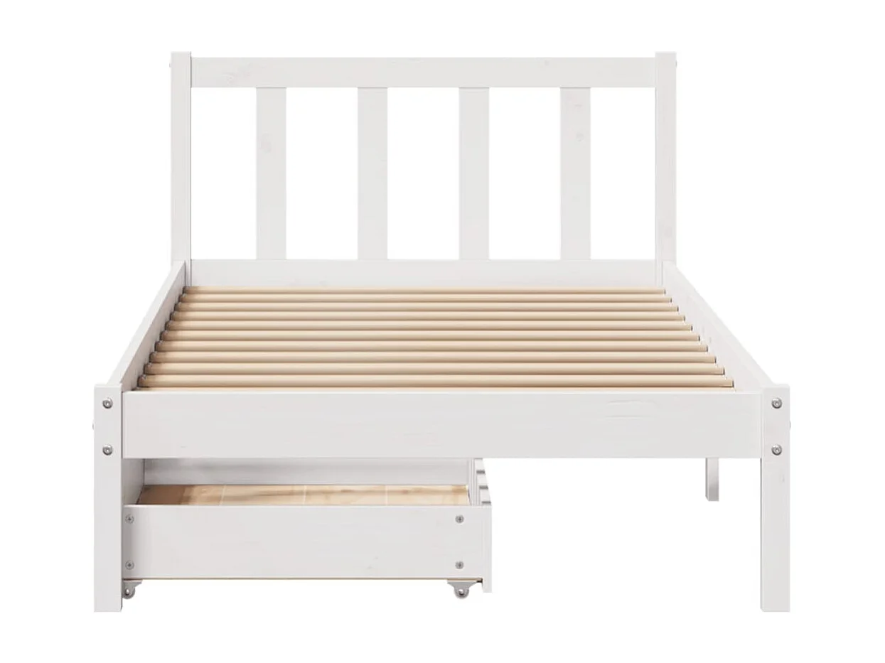 Cama sem colchão 100x200 cm madeira de pinho maciça branco