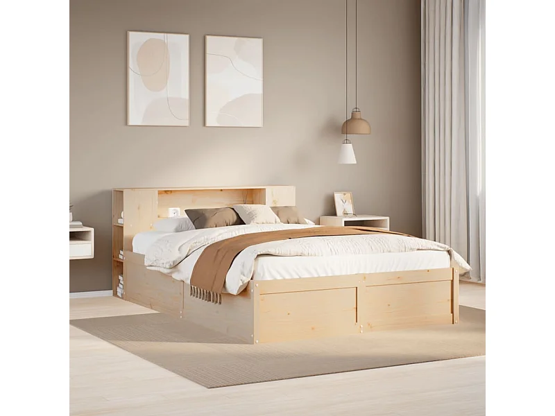 Estructura de cama sin colchón madera maciza de pino 135x190 cm