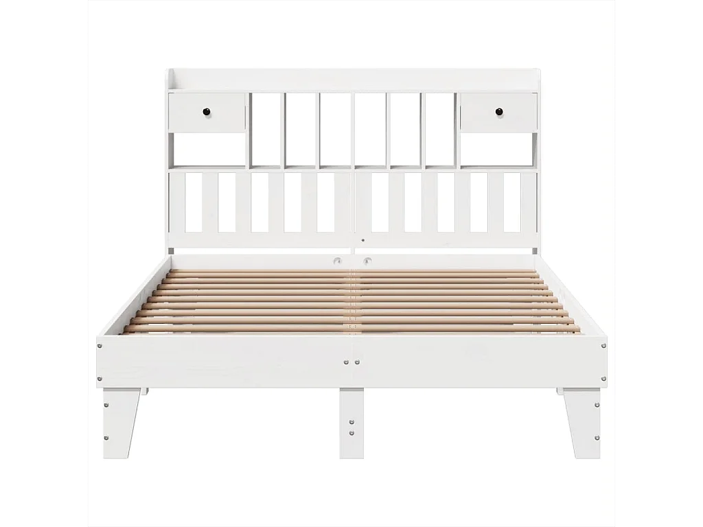 Cama sem colchão 160x200 cm madeira de pinho maciça branco