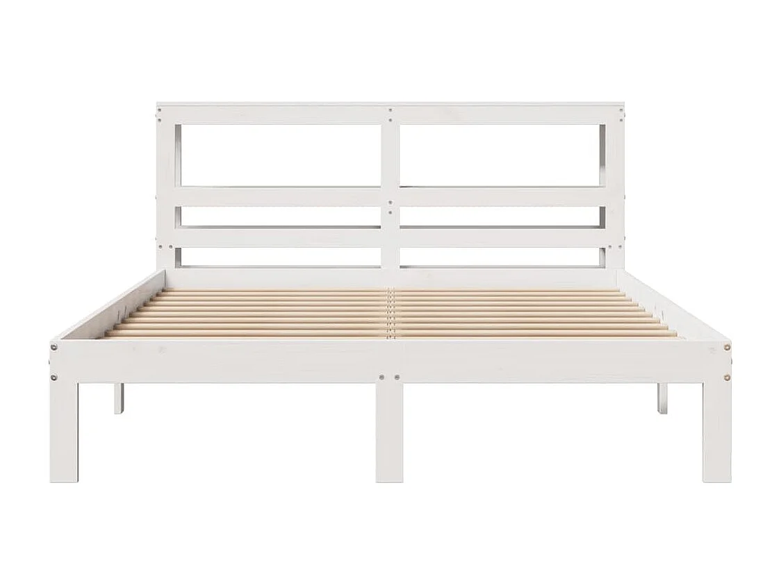 Estrutura cama c/ cabeceira 140x190 cm pinho maciço branco