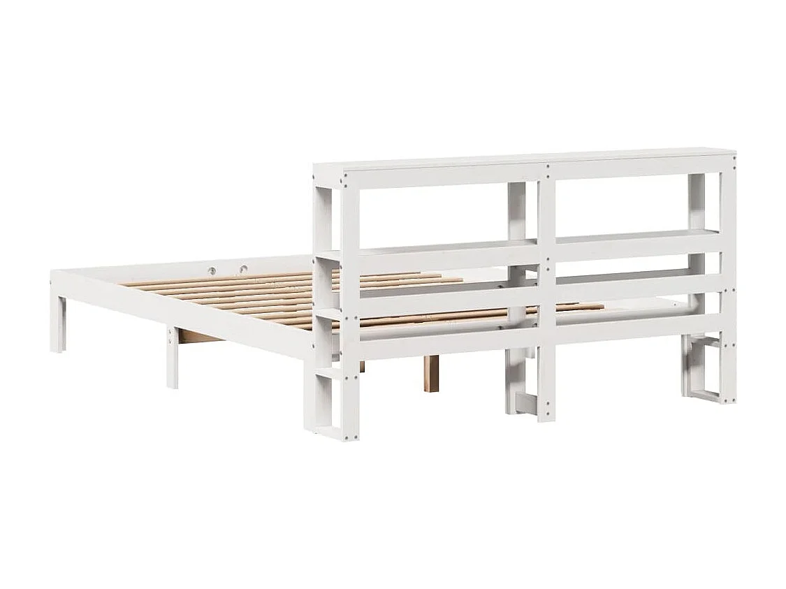 Estrutura cama c/ cabeceira 140x190 cm pinho maciço branco