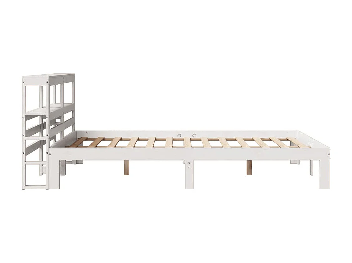 Cadre de lit et tête de lit blanc 140x190 cm bois de pin massif