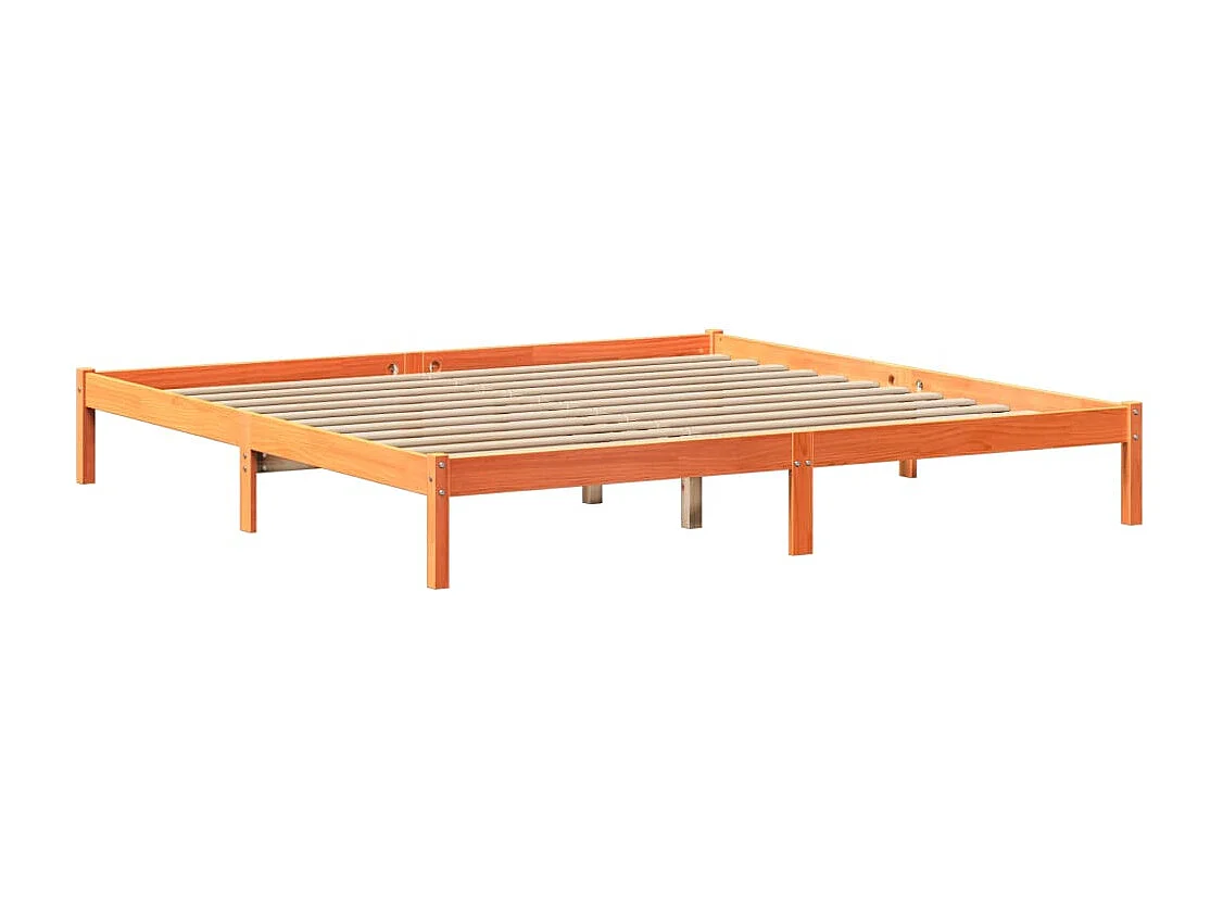 Cama sin colchón madera maciza de pino marrón cera 200x200 cm