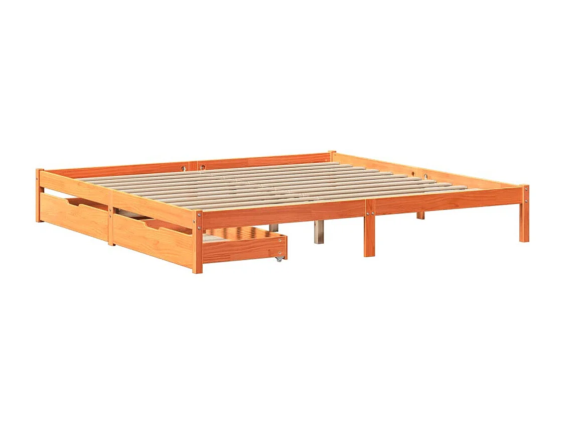 Cadre de lit sans matelas cire marron 200x200cm bois pin massif