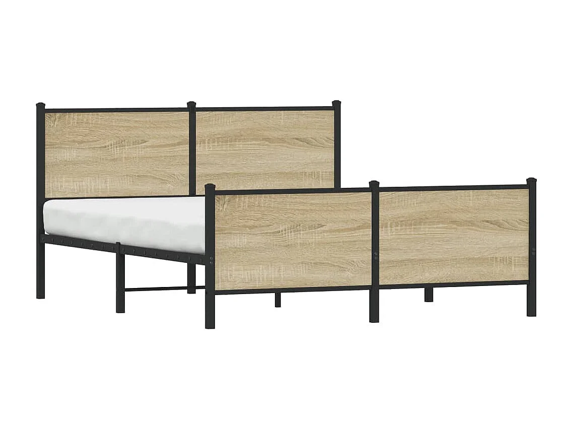 Cadre de lit en métal sans matelas chêne sonoma 140x200 cm