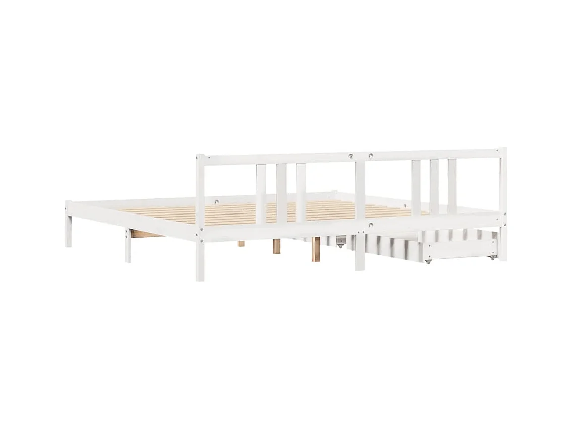 Cadre de lit sans matelas blanc 200x200 cm bois massif de pin