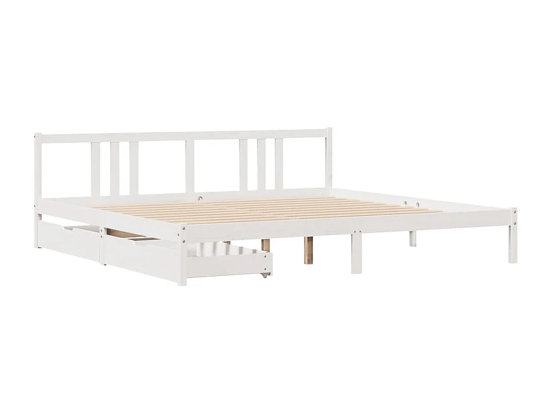 Cama sem colchão 200x200 cm madeira de pinho maciça branco