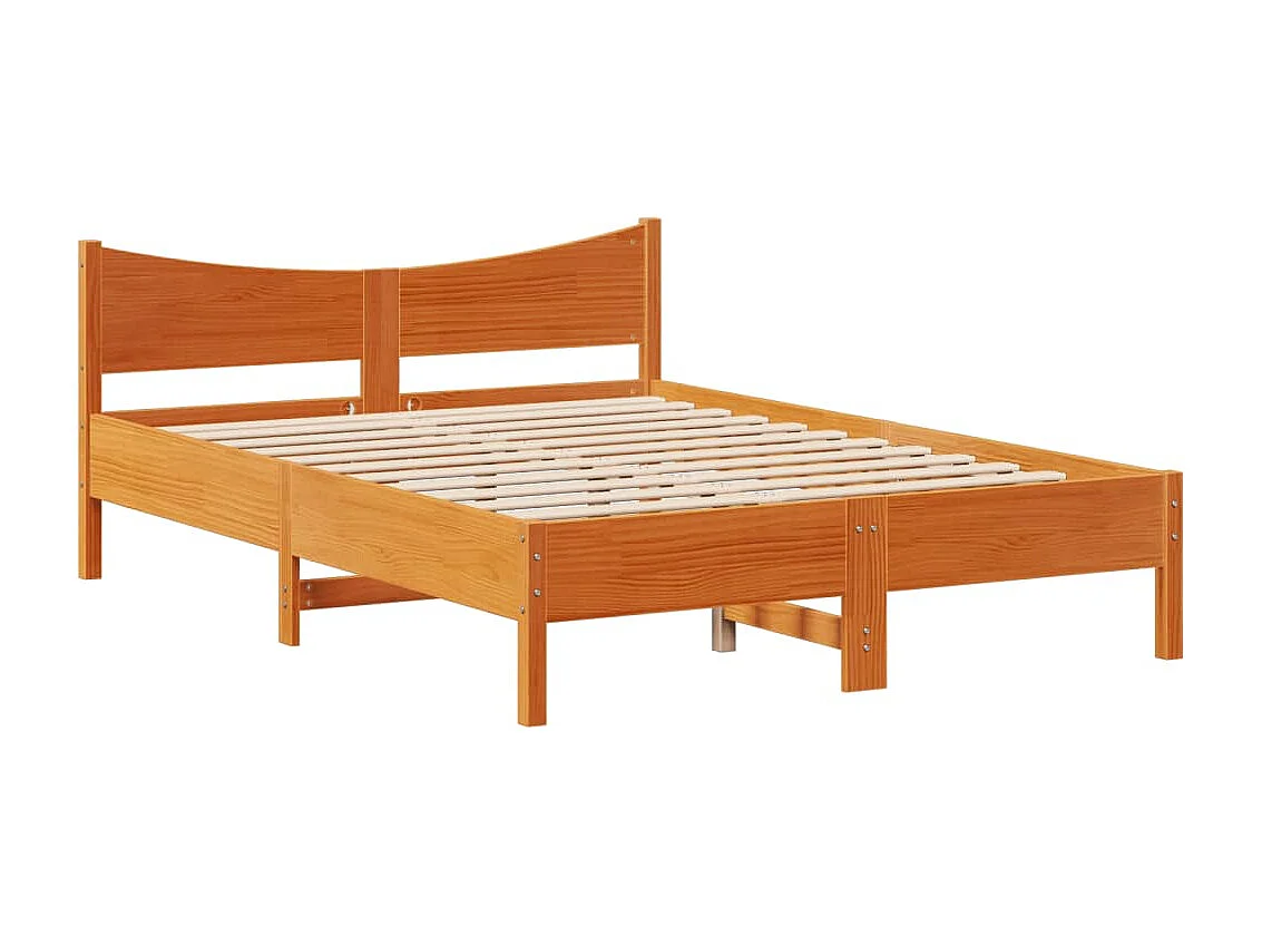 Estrutura cama c/ cabeceira 140x200cm pinho maciço castanho-mel
