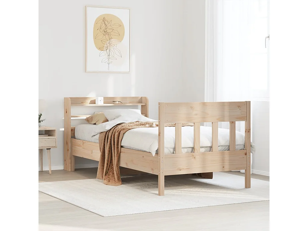 Estructura de cama sin colchón madera maciza de pino 90x200 cm