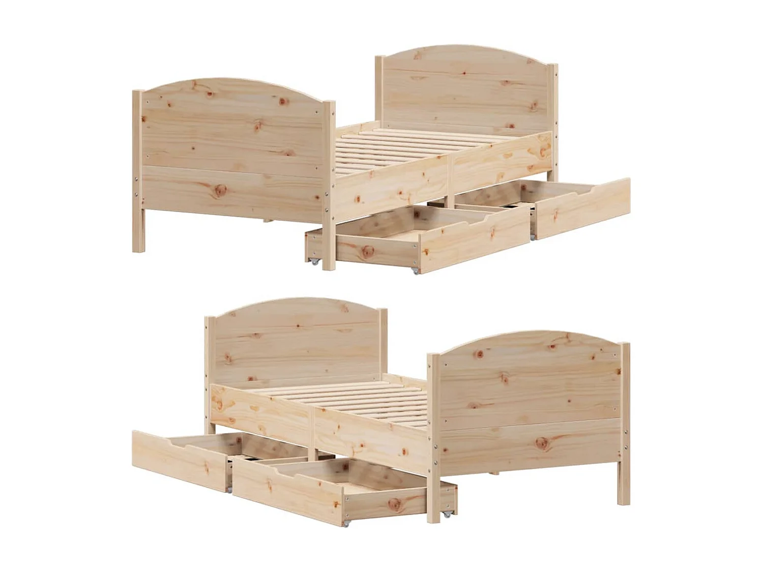 Estructura de cama sin colchón madera maciza de pino 100x200 cm