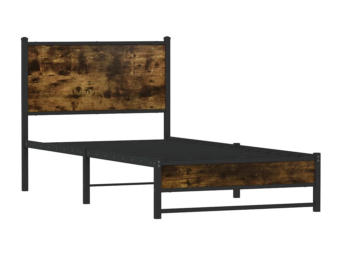 Estrutura de cama sem colchão 75x190 cm metal carvalho fumado