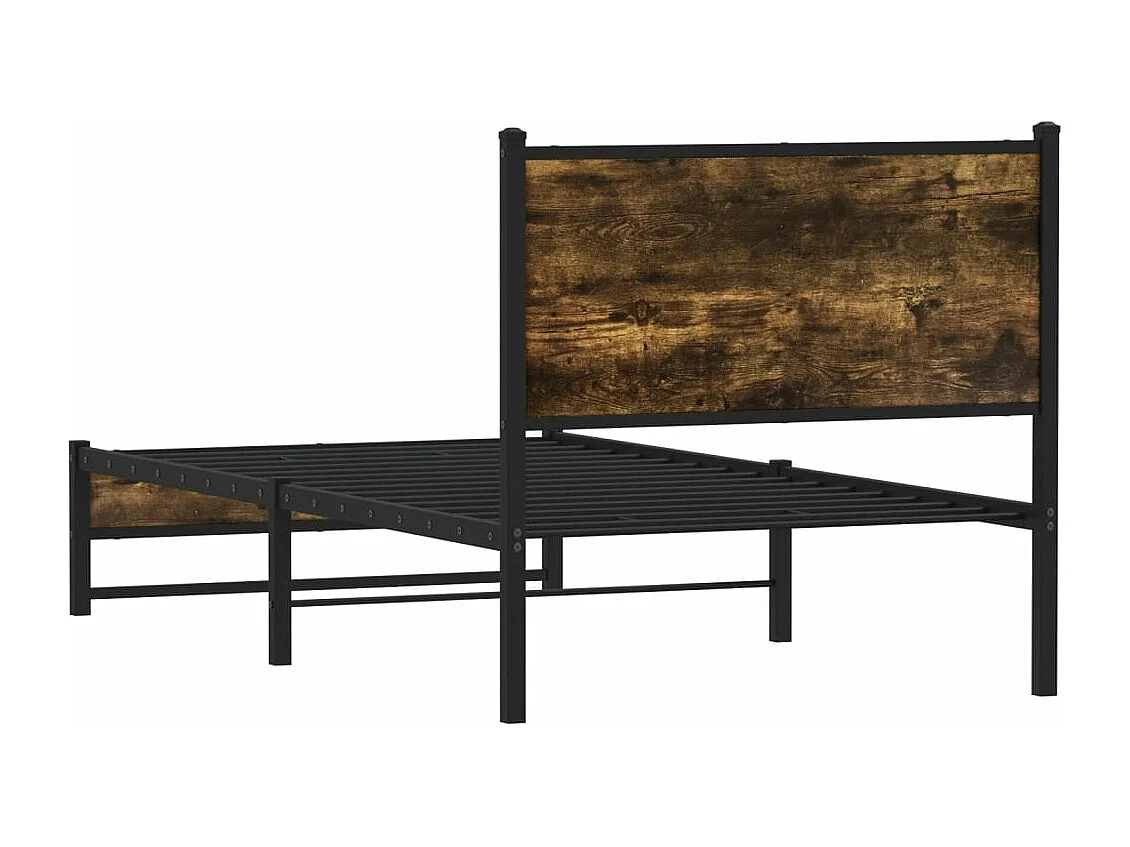 Estrutura de cama sem colchão 75x190 cm metal carvalho fumado
