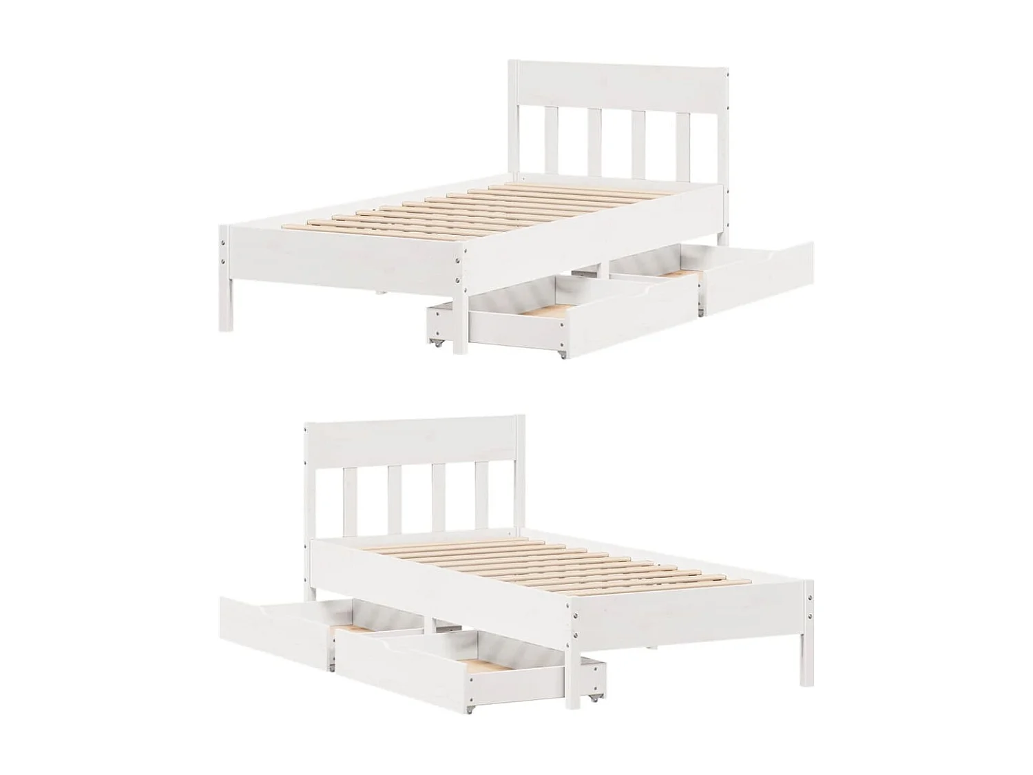 Estructura cama sin colchón madera maciza pino blanca 100x200cm