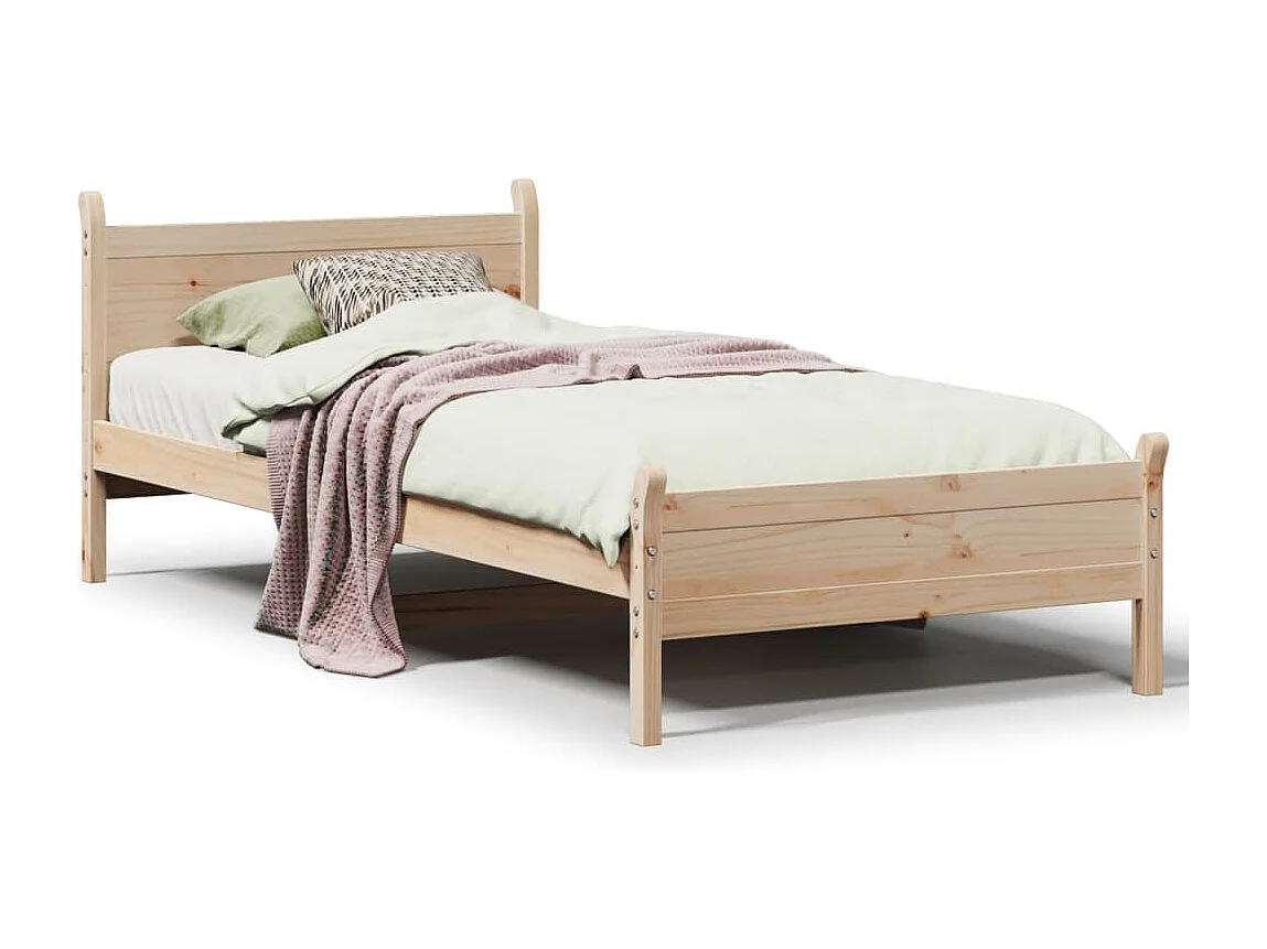 Estructura de cama sin colchón madera maciza de pino 90x190 cm
