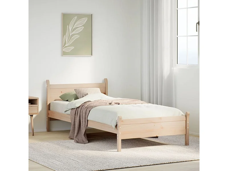 Estructura de cama sin colchón madera maciza de pino 90x190 cm