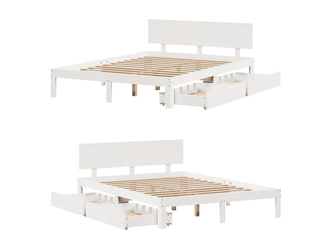 Estructura de cama con cajones madera pino blanco 120x190 cm
