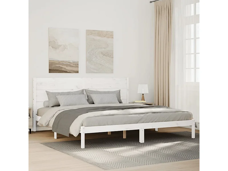 Cama extralarga sin colchón madera maciza blanca 140x220 cm
