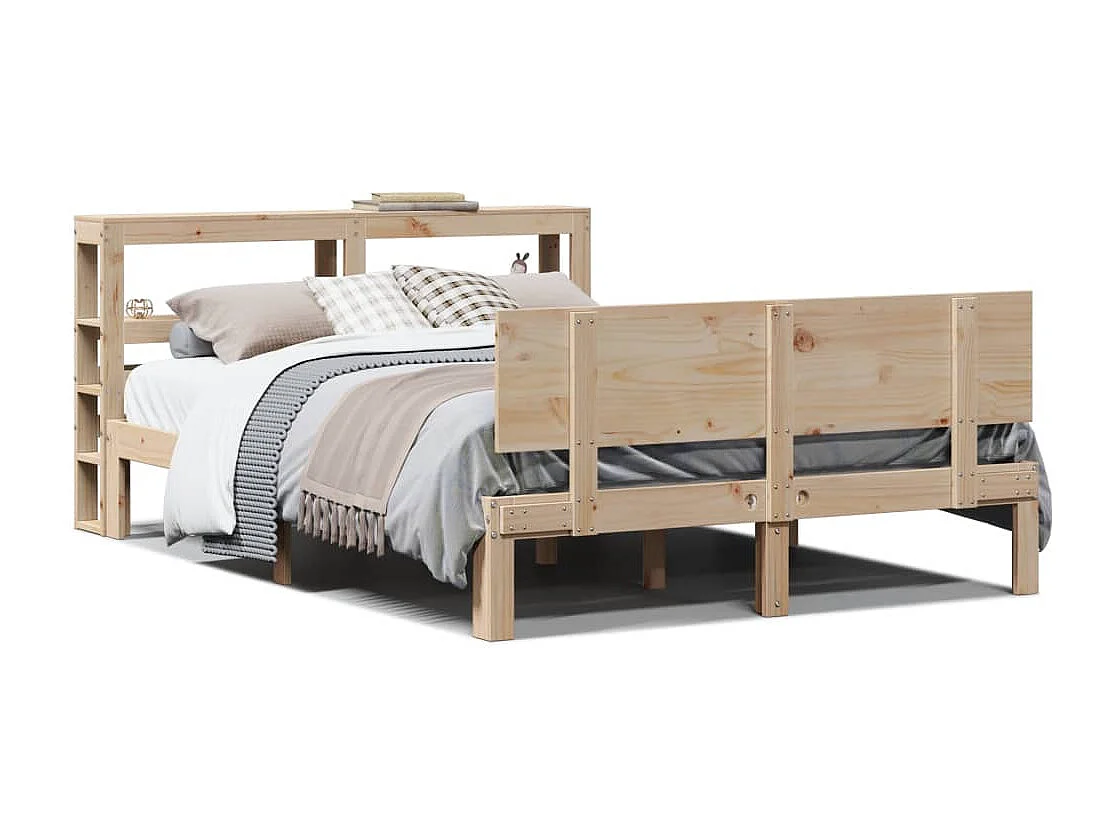 Estructura de cama con cabecero madera maciza pino 160x200 cm