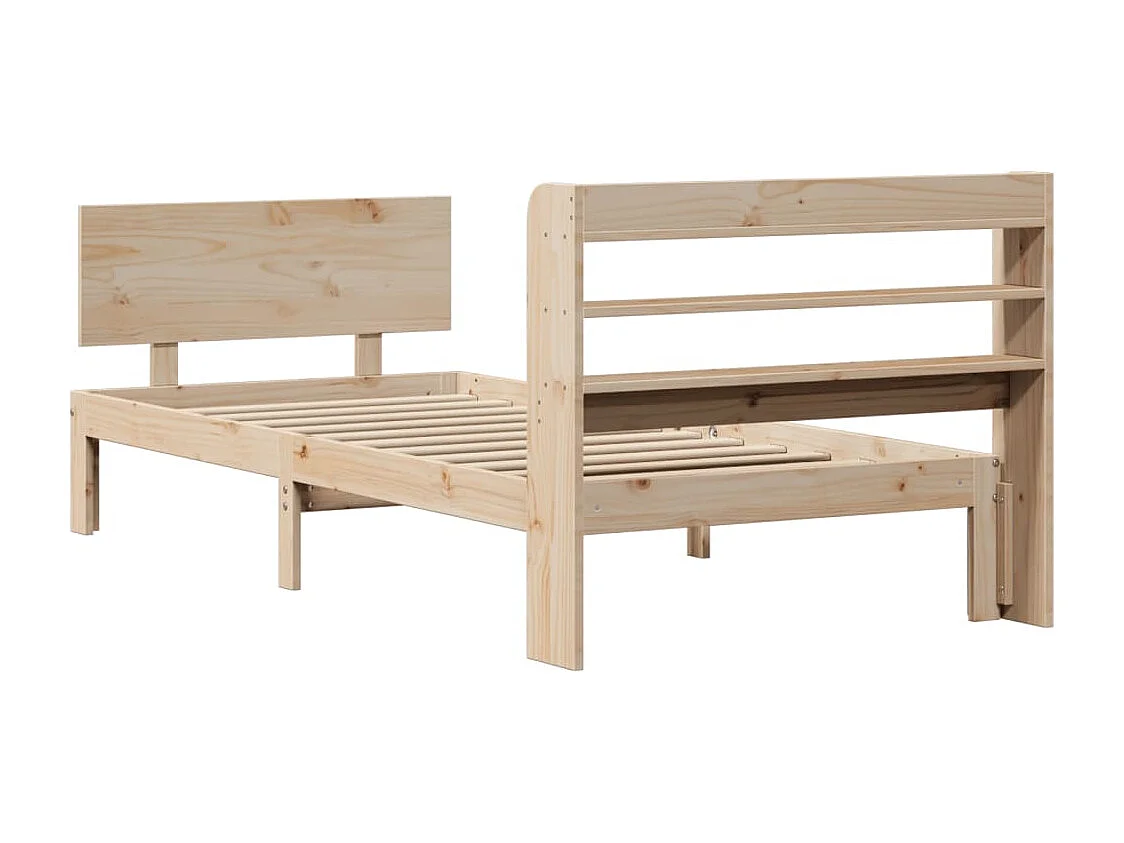 Estructura de cama con cabecero madera maciza pino 75x190 cm