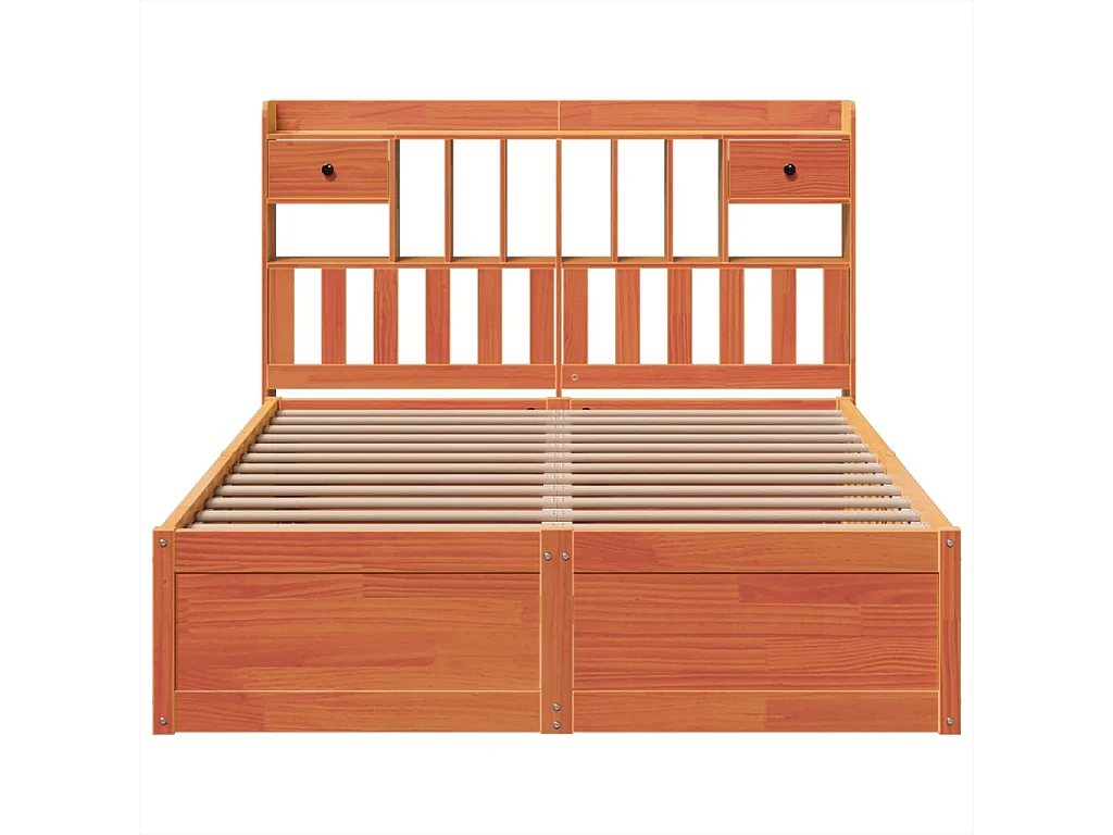 Cama sem colchão 150x200 cm madeira pinho maciça castanho-mel