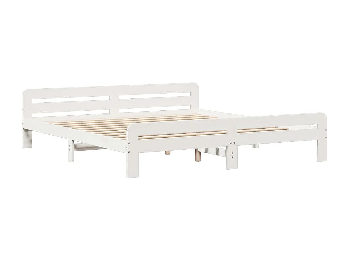 Cadre de lit sans matelas blanc 180x200 cm bois massif de pin