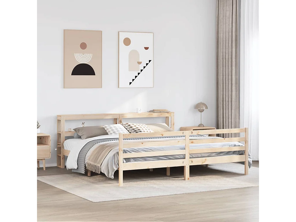 Estructura de cama sin colchón madera maciza de pino 180x200 cm