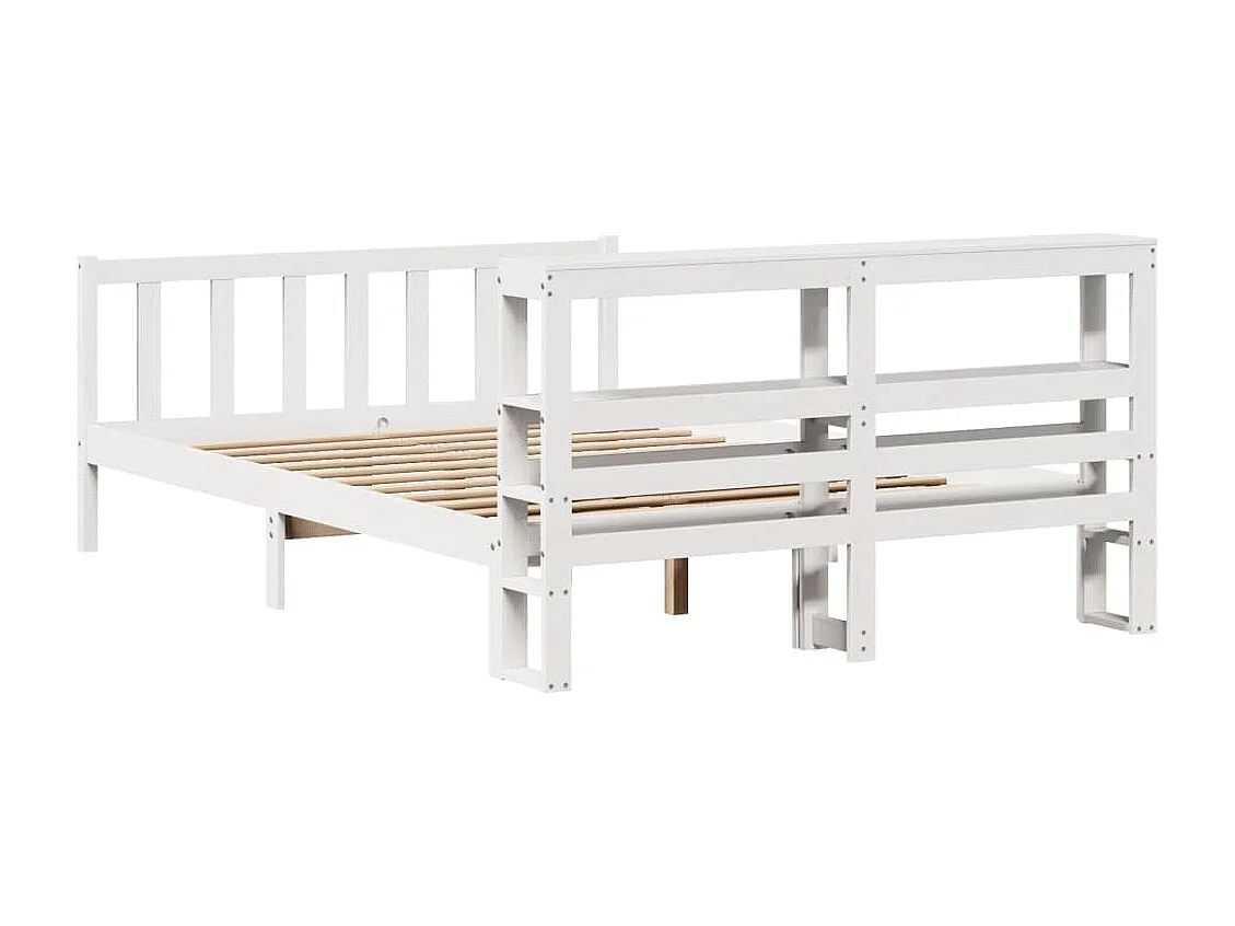 Cadre de lit sans matelas blanc 160x200 cm bois de pin massif