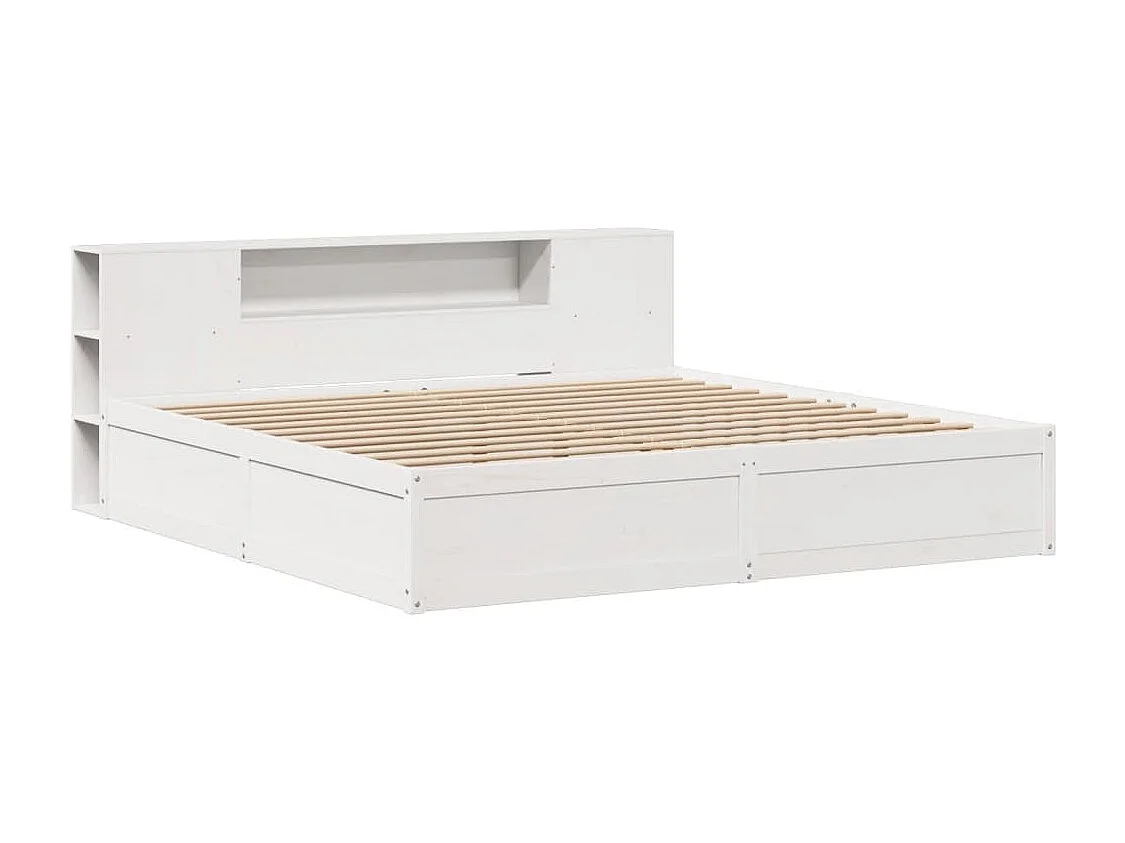 Cadre de lit sans matelas blanc 200x200 cm bois massif de pin