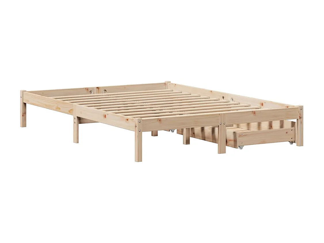 Estructura de cama sin colchón madera maciza de pino 140x190 cm
