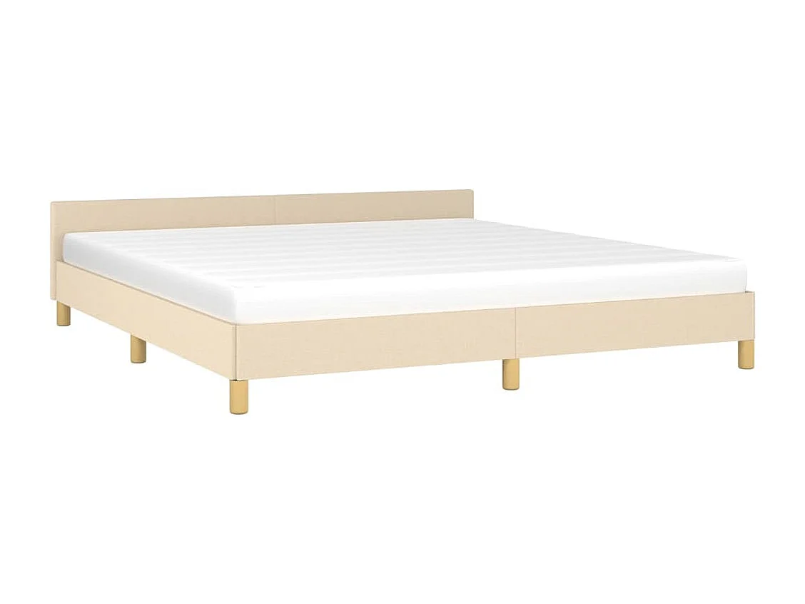 Estructura de cama con cabecero de tela color crema 160x200 cm