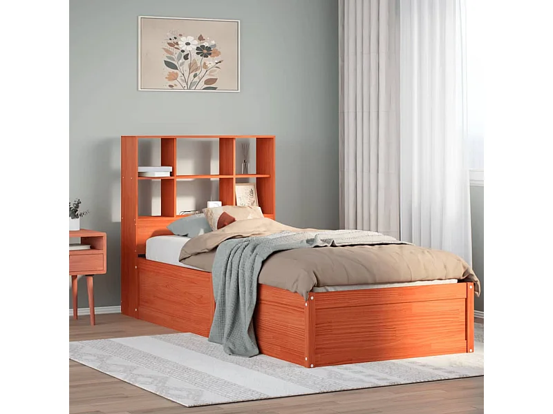 Estructura de cama sin colchón madera de pino marrón 90x200 cm