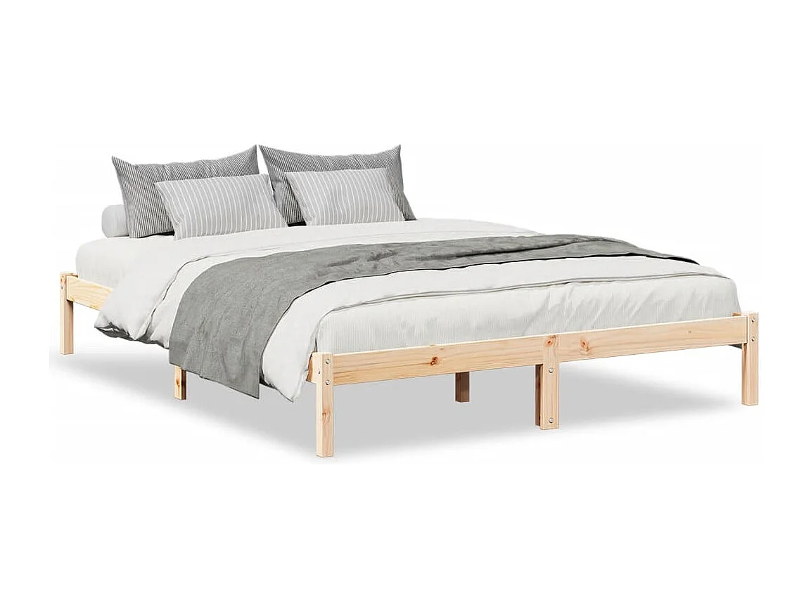 Cadre de lit extra long sans matelas 140x210 cm bois massif pin