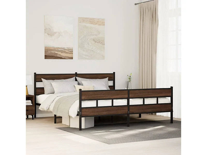Cadre de lit en métal sans matelas chêne marron 183x213 cm