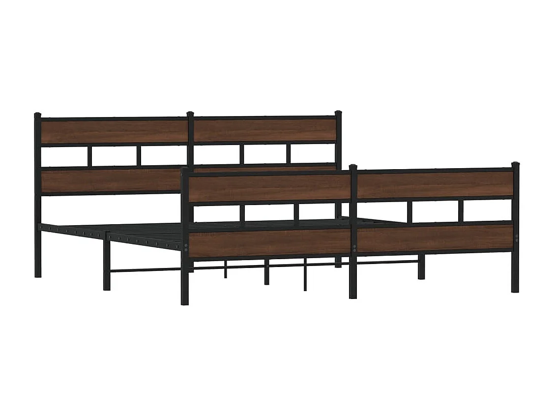 Estructura de cama sin colchón metal roble marrón 183x213 cm