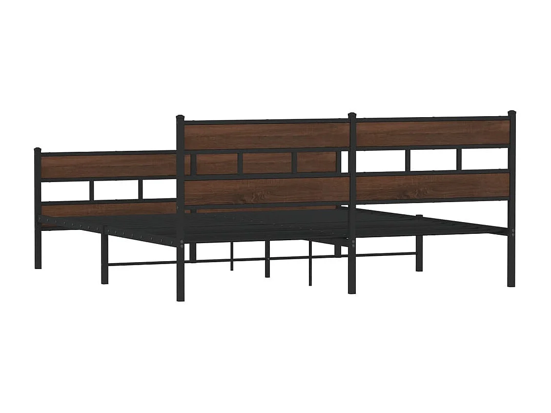 Estructura de cama sin colchón metal roble marrón 183x213 cm