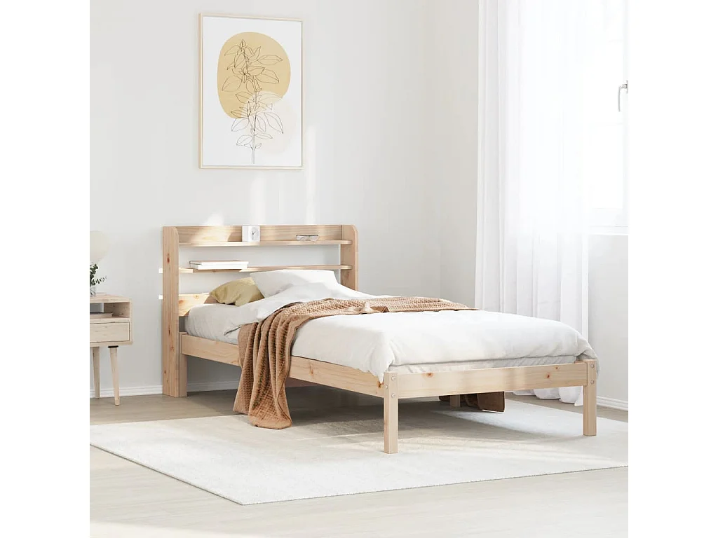 Estructura de cama sin colchón madera maciza pino 75x190 cm