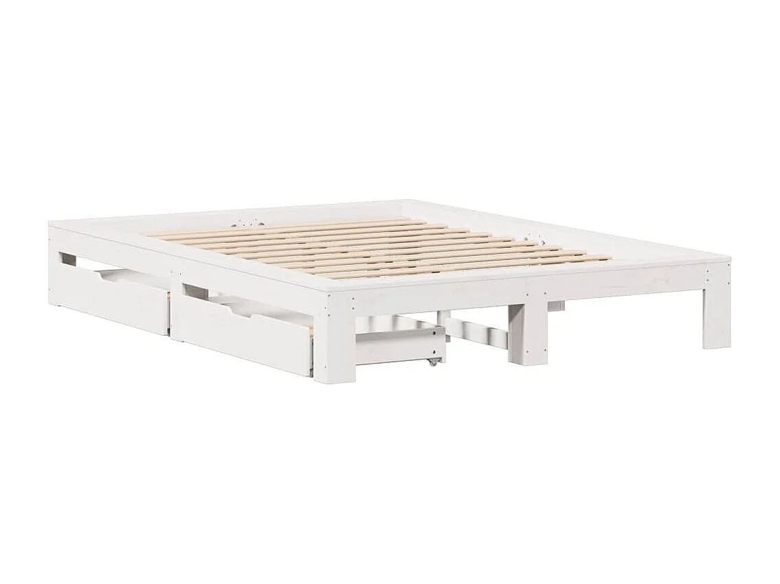 Cadre de lit sans matelas blanc 150x200 cm bois de pin massif