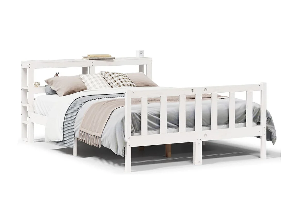 Estructura de cama sin colchón madera de pino blanca 120x200 cm