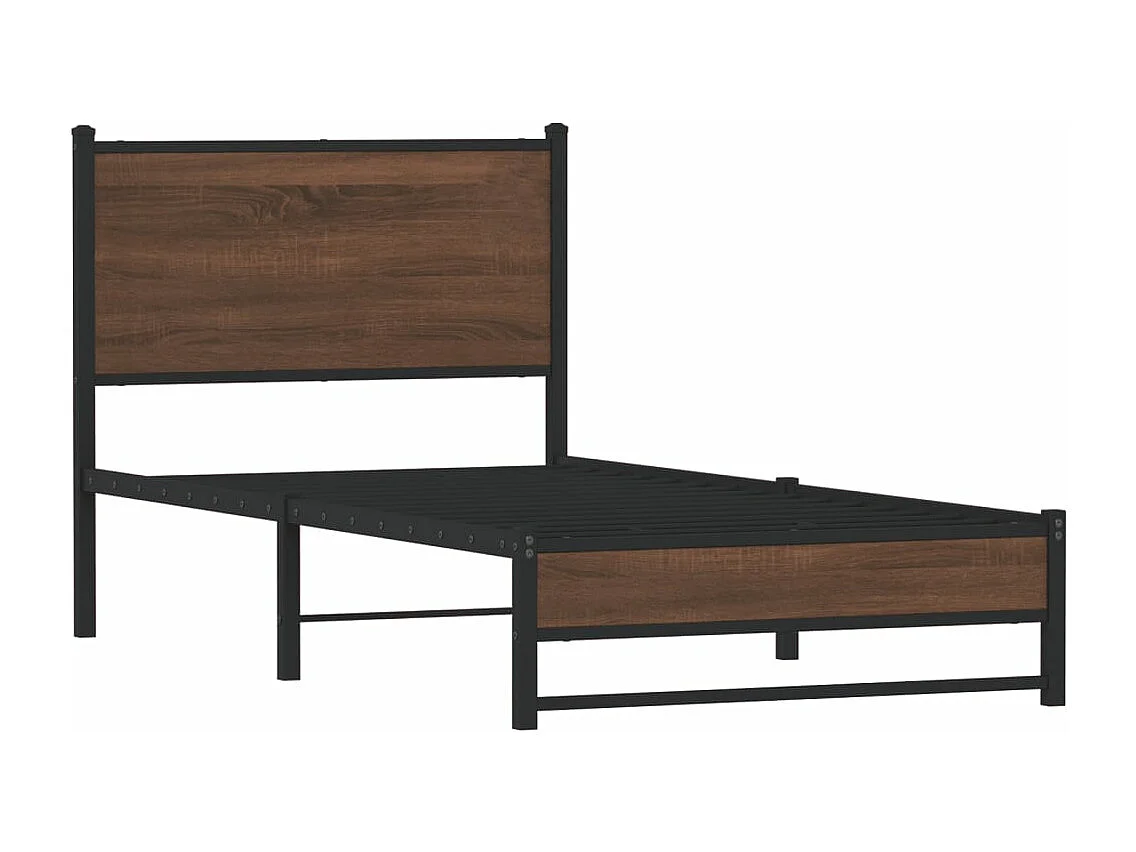 Estructura de cama con cabecero metal marrón roble 80x200 cm