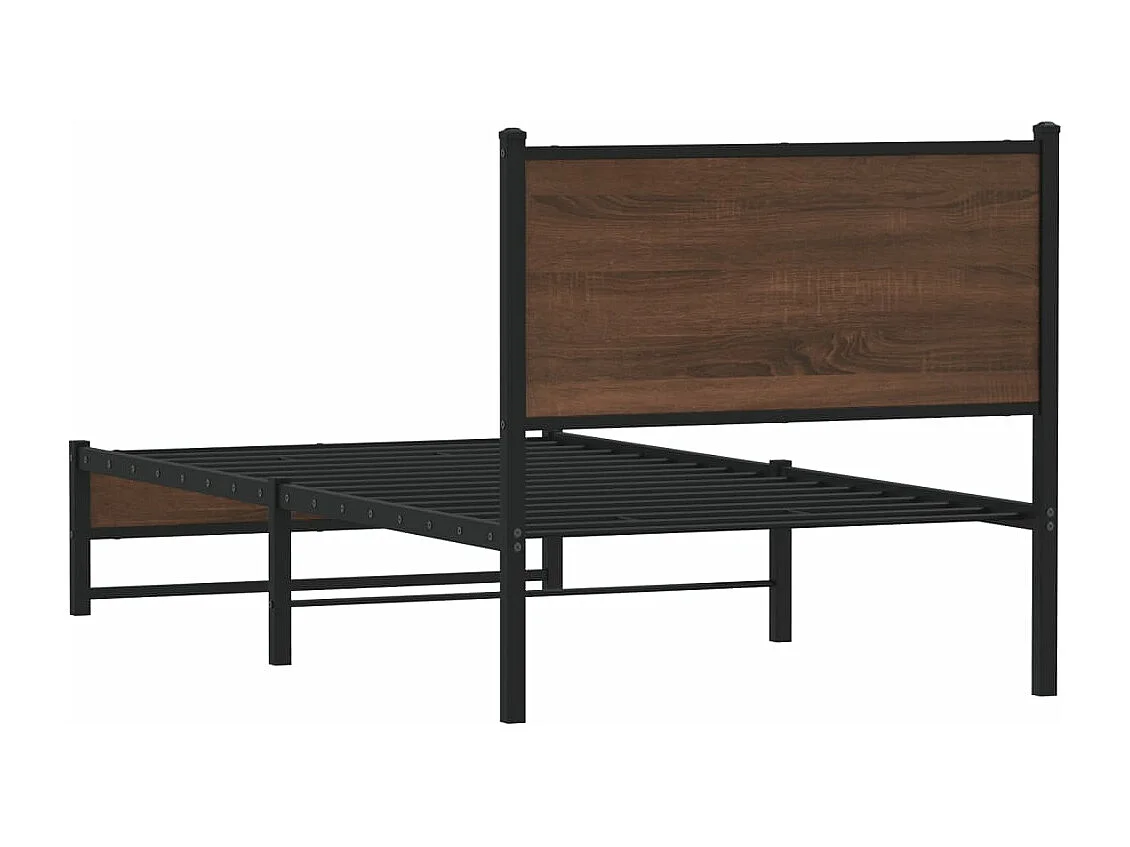 Estructura de cama con cabecero metal marrón roble 80x200 cm