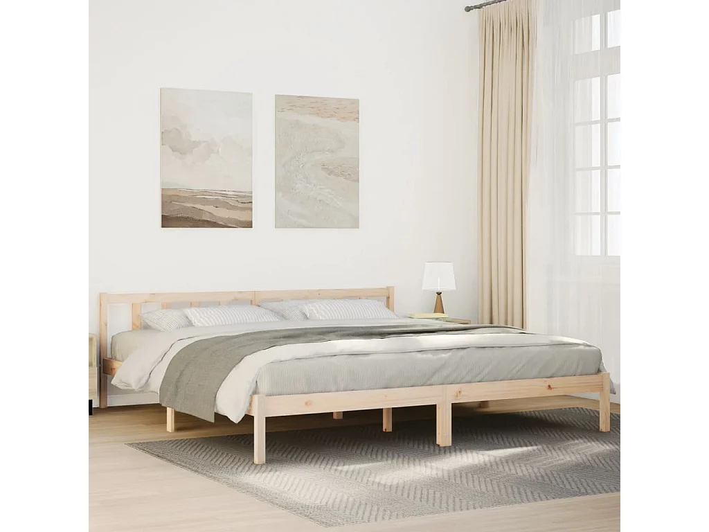 Cama extralarga sin colchón madera maciza de pino 200x220 cm