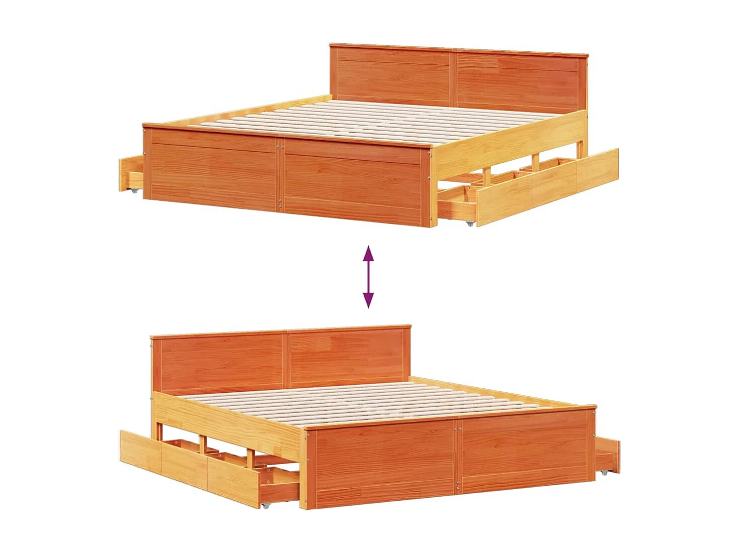 Cadre de lit sans matelas avec tête de lit 180x200 cm bois pin