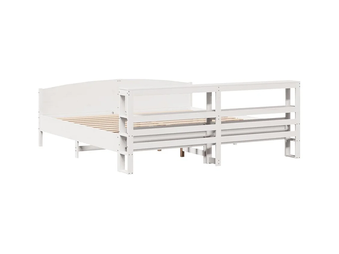 Cadre de lit sans matelas blanc 200x200 cm bois massif de pin
