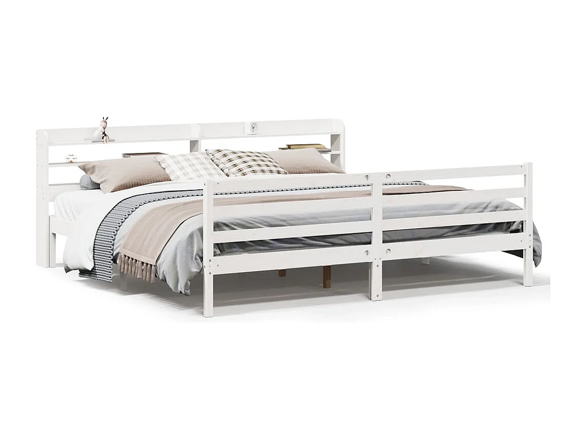 Estrutura de cama com cabeceira 180x200cm pinho maciço branco