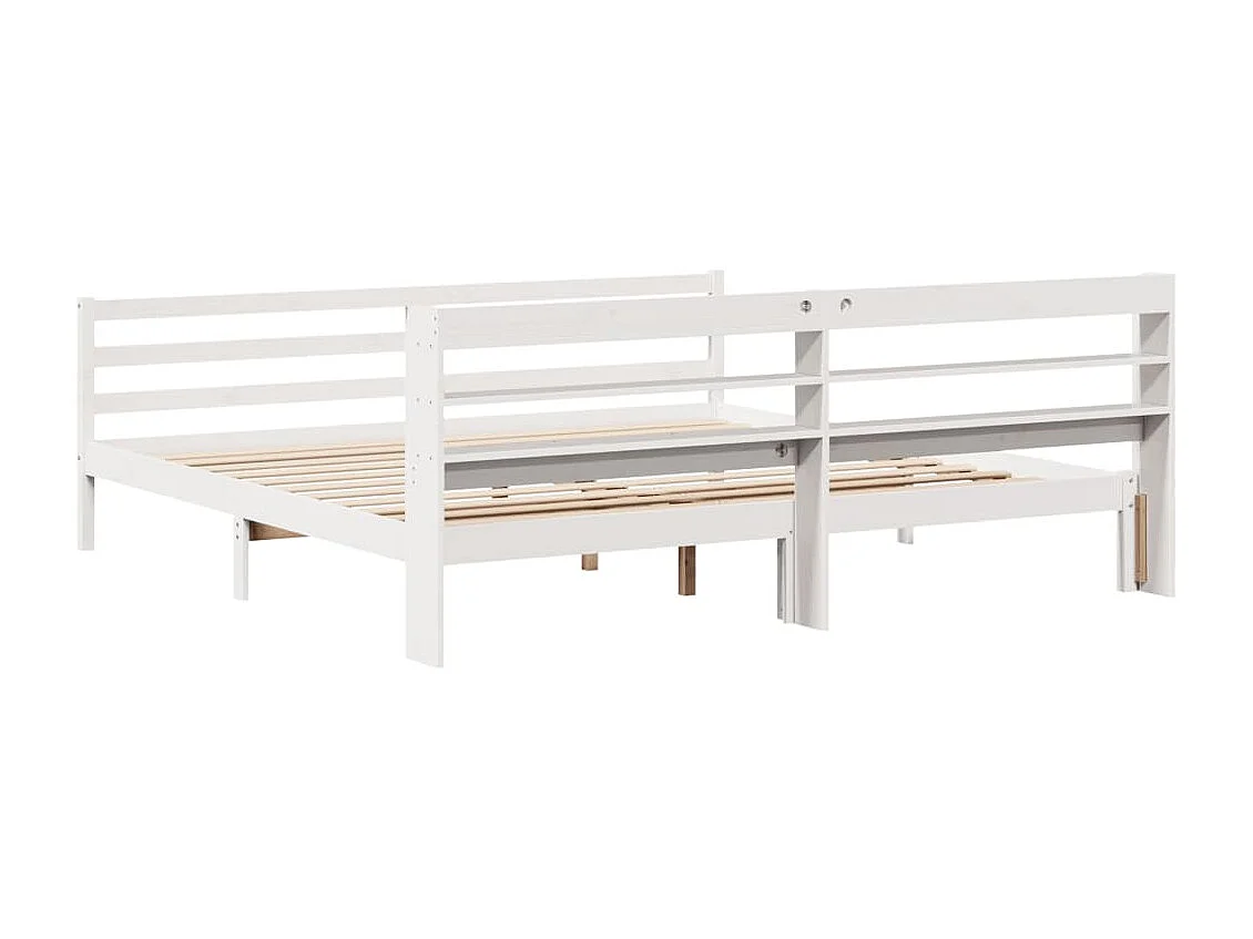 Cadre de lit et tête de lit blanc 180x200 cm bois de pin massif